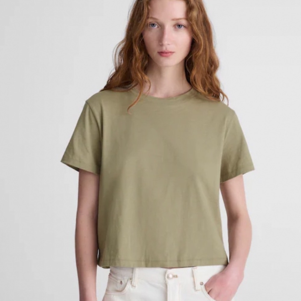 Madewell Women's The Easy Crop Crewneck Tee Soft Slub Sagebrush Green Size‎ XXS
